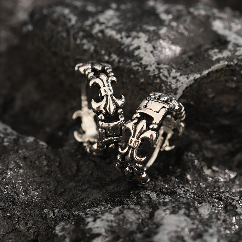 Men's Vintage Cross Stud Earrings Fashionable Niche Design