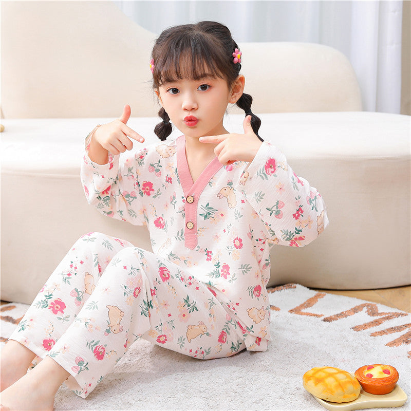 Kids Cloud Cotton Long Sleeve Pajama Set for Spring Autumn