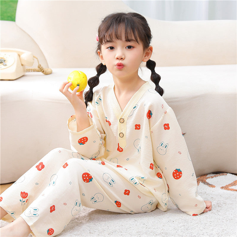 Kids Cloud Cotton Long Sleeve Pajama Set for Spring Autumn
