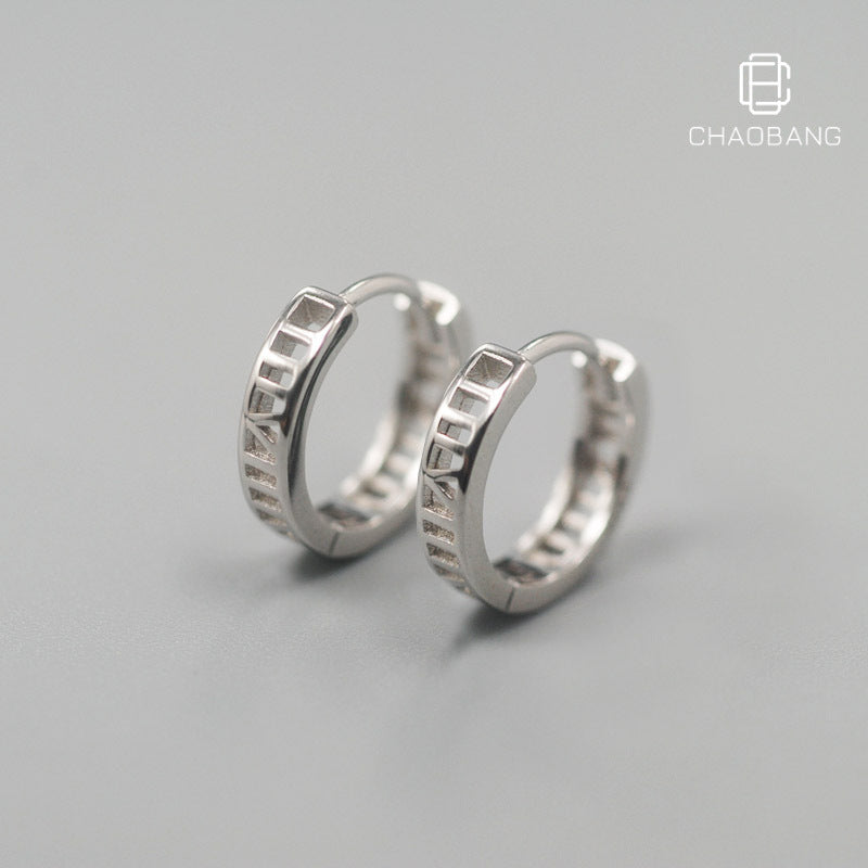 Men's Roman Single Ear Stud Earrings Simple Niche Design