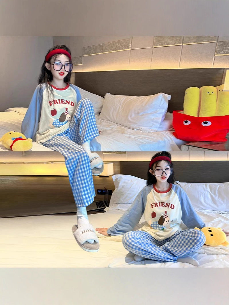 Girls Cartoon Dachshund Long Sleeve Pajama Set for Spring