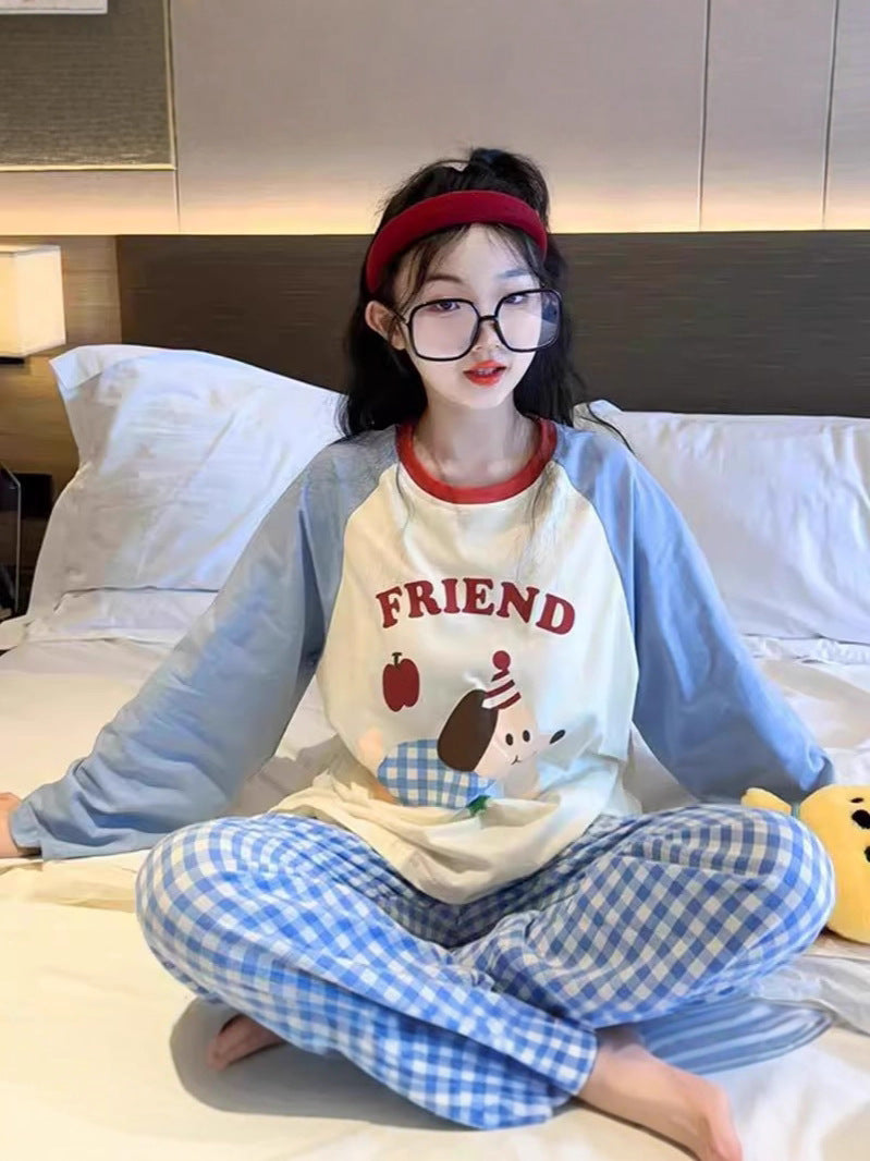 Girls Cartoon Dachshund Long Sleeve Pajama Set for Spring
