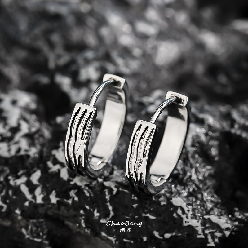 Unisex Black Pattern Earrings Retro European Niche Style