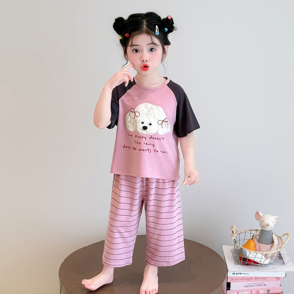 Girls Modal Pajama Set – Short Sleeve Summer Homewear