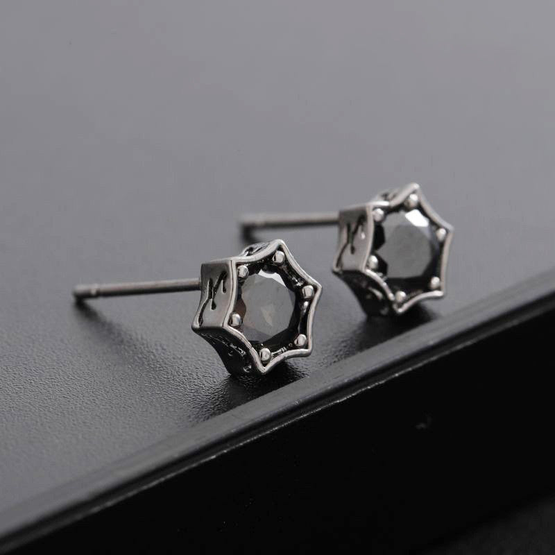 Unisex Six-Pointed Star Zircon Earrings Retro Non-Fading Style