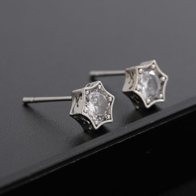 Unisex Six-Pointed Star Zircon Earrings Retro Non-Fading Style