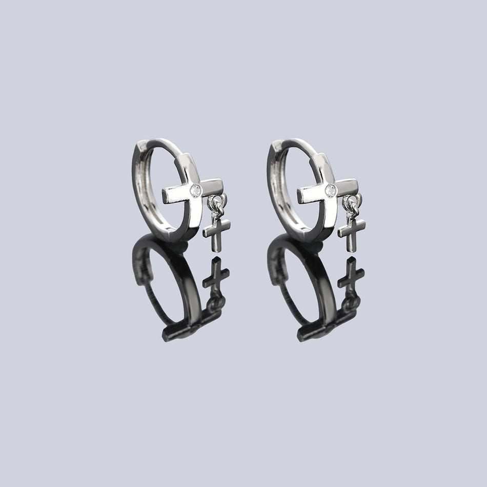 Unisex Double Cross Earrings Non-Fading Personalized Design