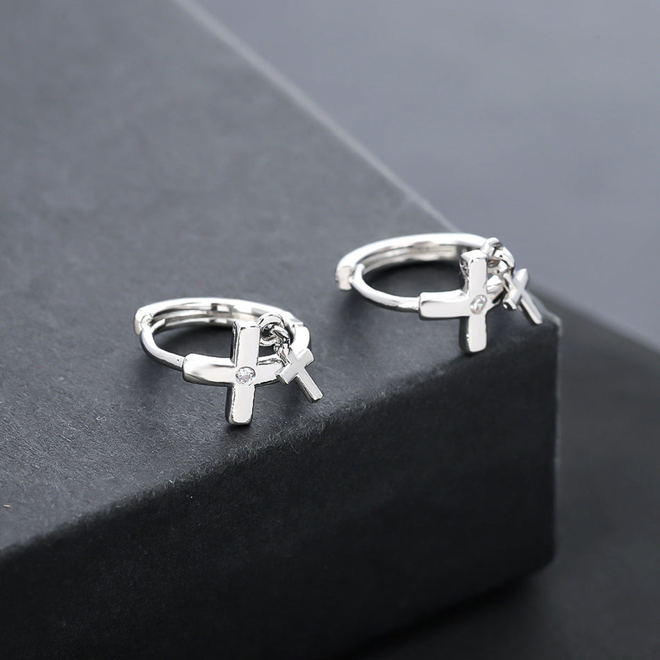 Unisex Double Cross Earrings Non-Fading Personalized Design