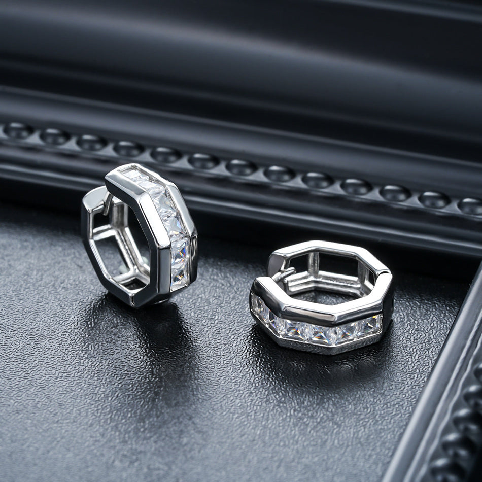 Unisex Multi-Sided Zircon Ear Clip Earrings Light Luxury Style