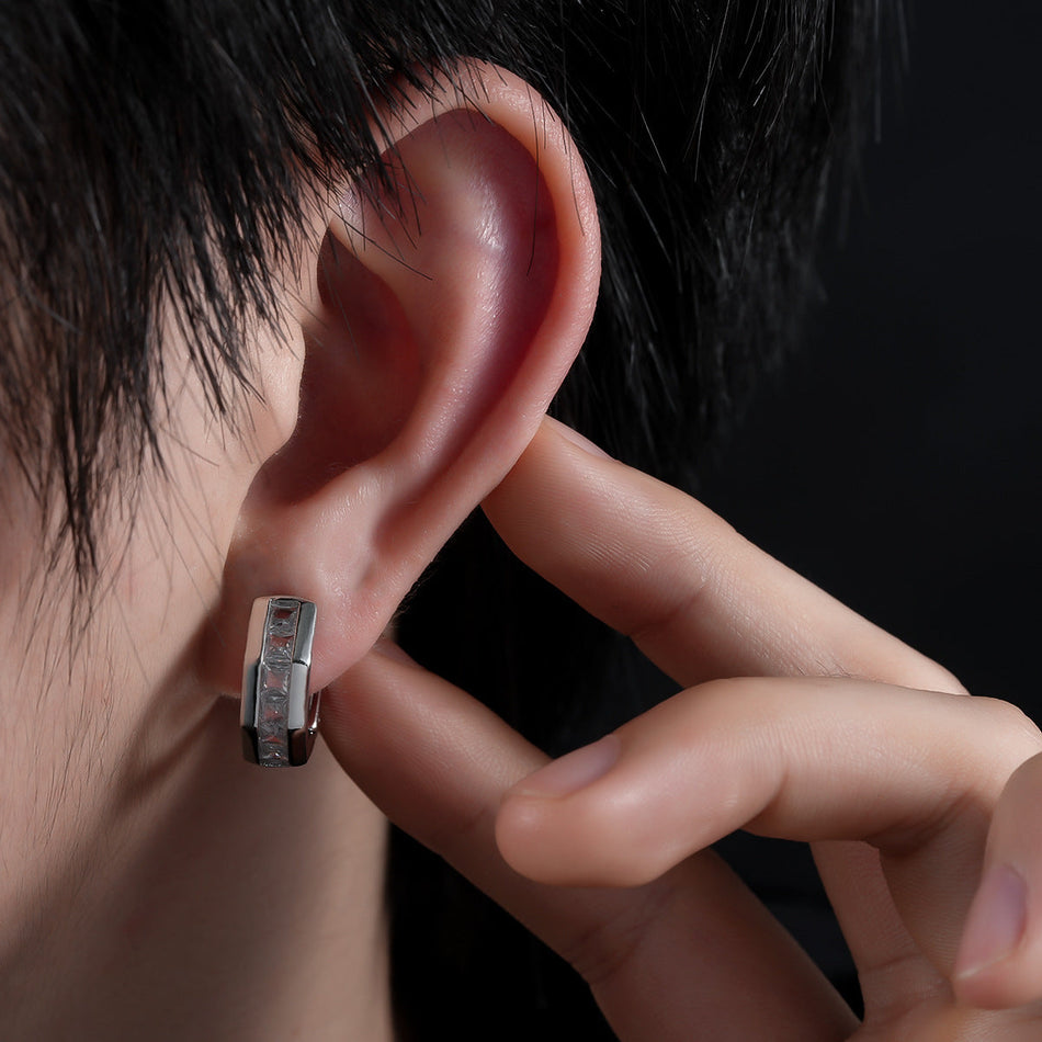 Unisex Multi-Sided Zircon Ear Clip Earrings Light Luxury Style