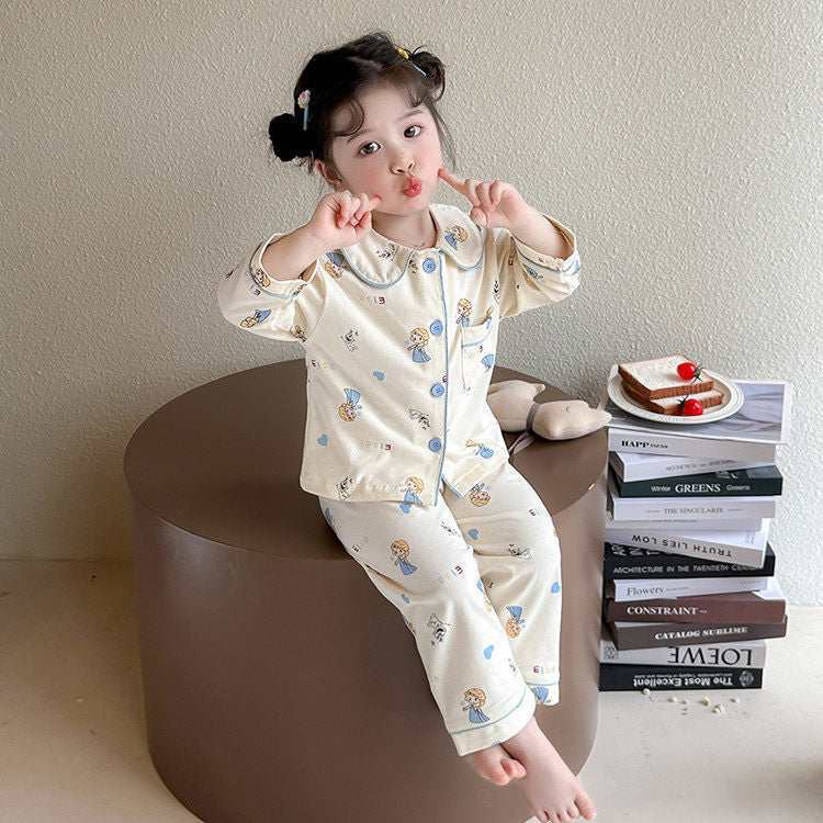Girls' 100% Cotton Princess Pajama Set with Cardigan