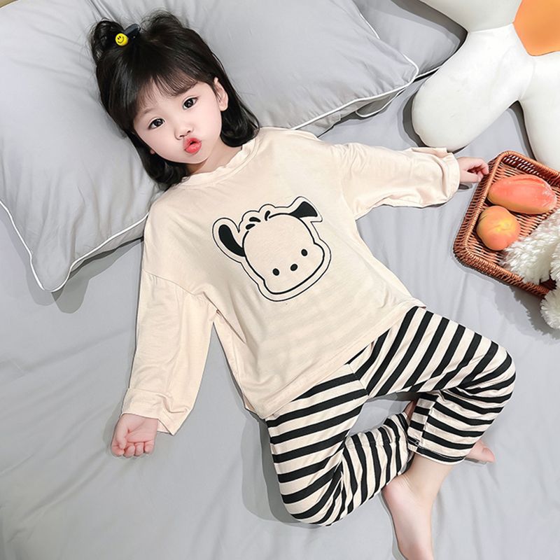 Unisex Kids' Modal Pajama Set with Cartoon Print
