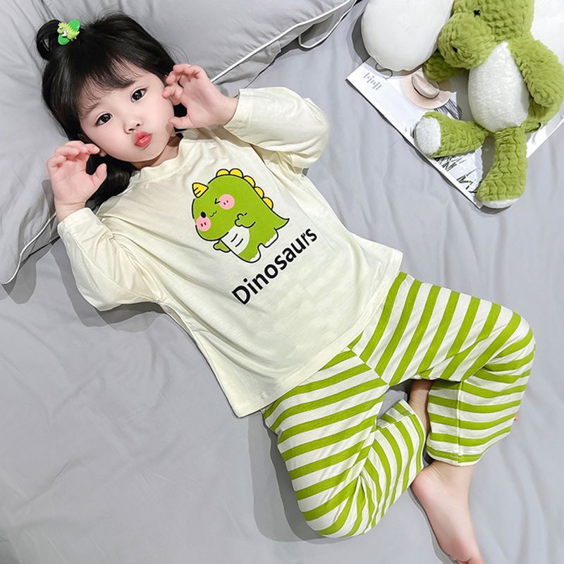 Unisex Kids' Modal Pajama Set with Cartoon Print