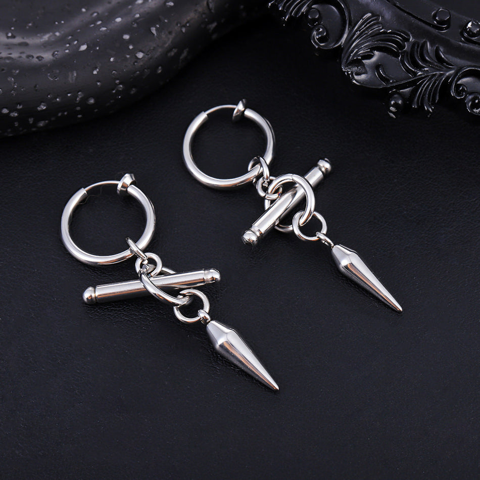 Unisex Titanium Steel Tapered Ear Clip Earrings Light Luxury