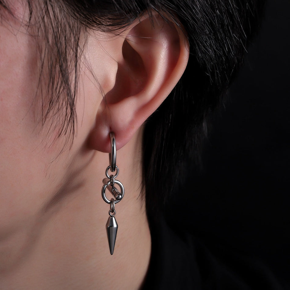 Unisex Titanium Steel Tapered Ear Clip Earrings Light Luxury