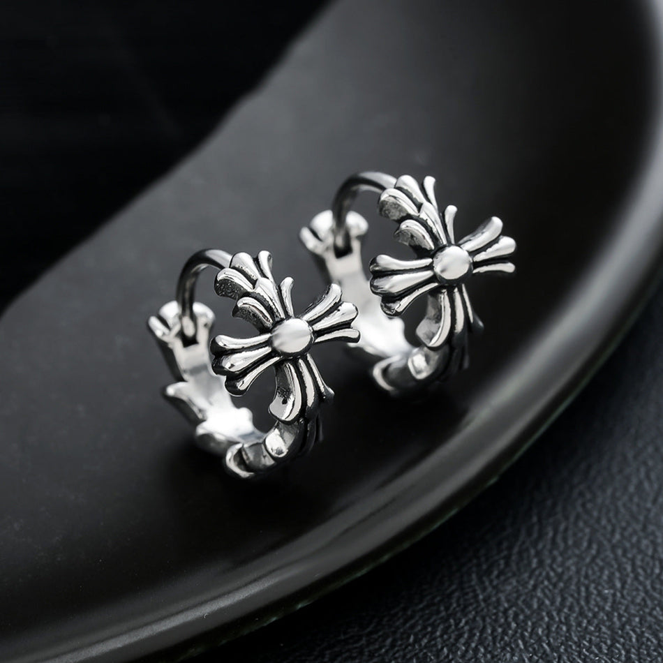 Unisex Retro Cross Ear Cuff Earrings Vintage Niche Style