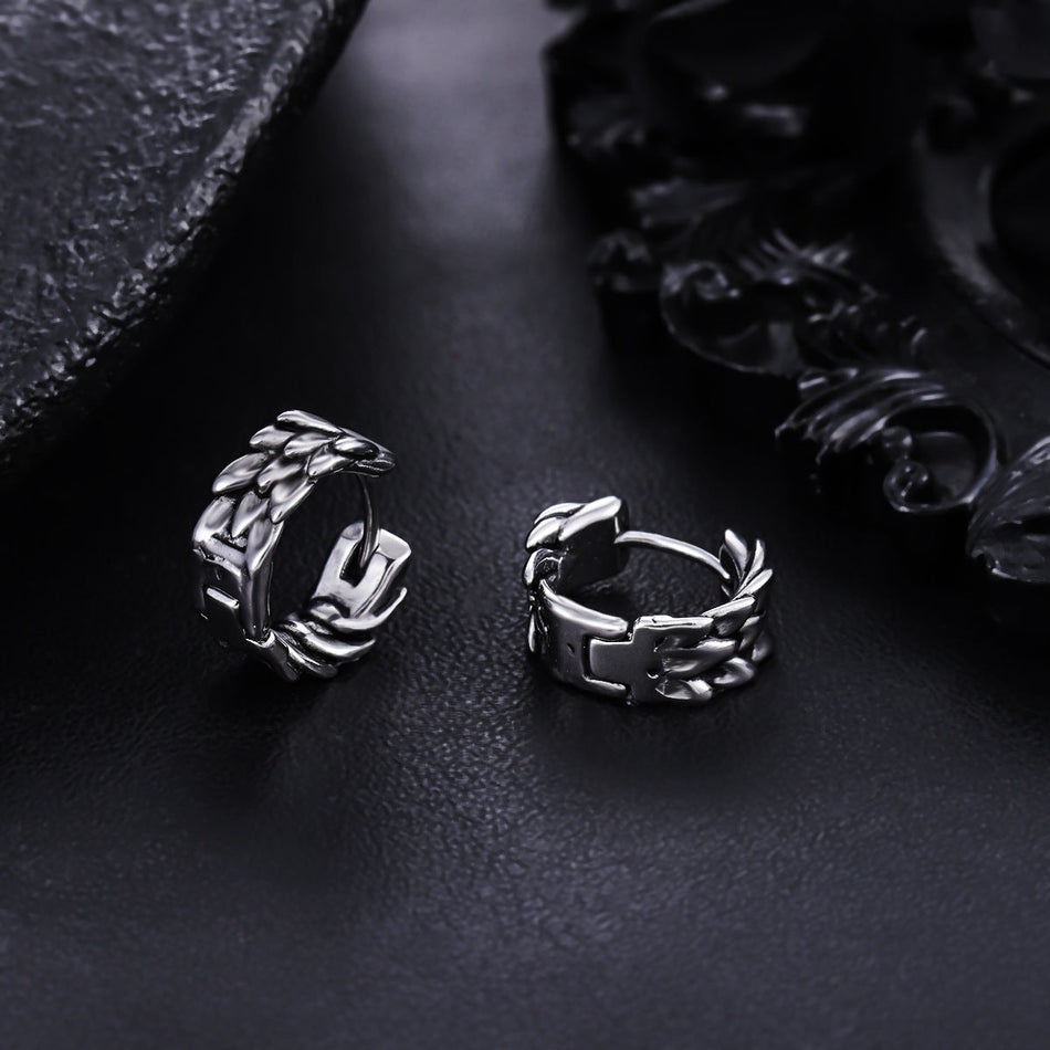 Unisex Stainless Steel Scale Hoop Earrings Retro Punk Style