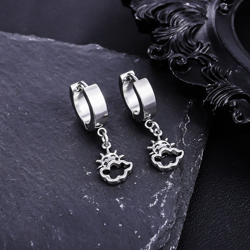 Unisex Titanium Steel Sun Pendant Earrings Non-Fading Design