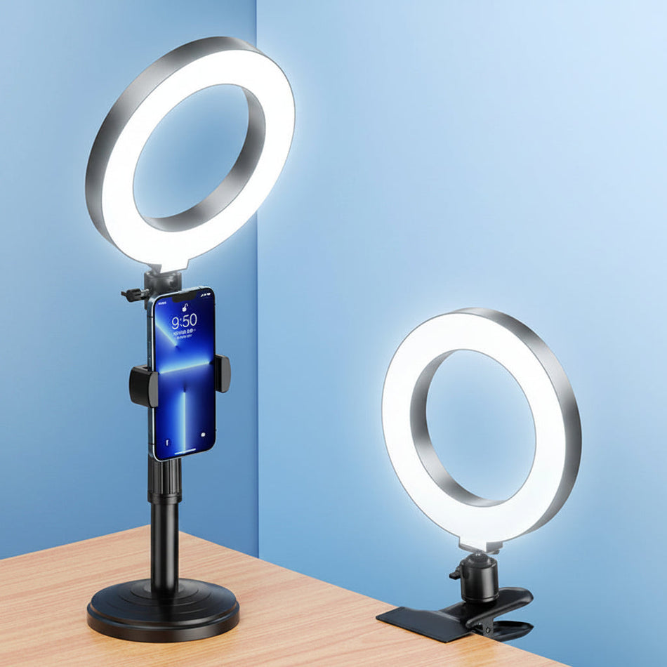 Desktop Live Streaming Phone Holder with Floor Stand Fill Light