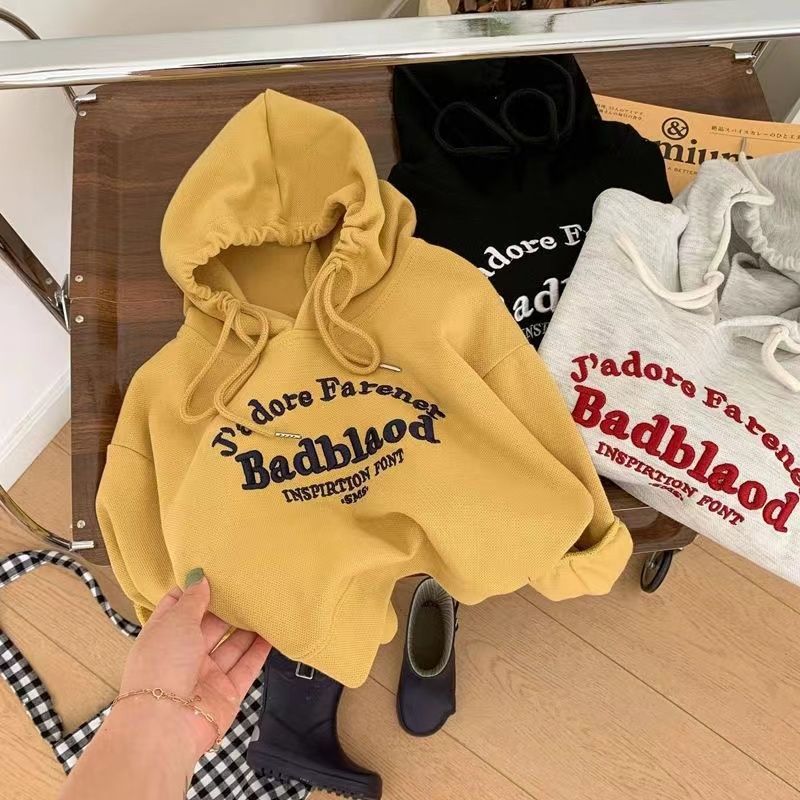 Kids Cotton Letter Embroidery Sweatshirt Korean Style Pullover