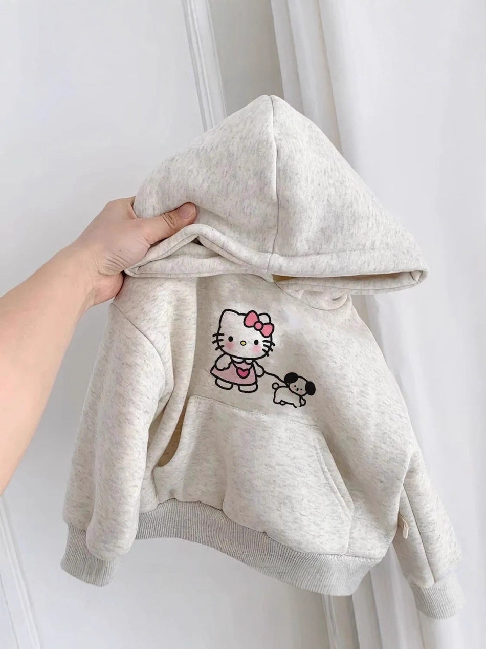 Girls Fleece Hooded Sweatshirt Thick Cotton Blend Winter Top