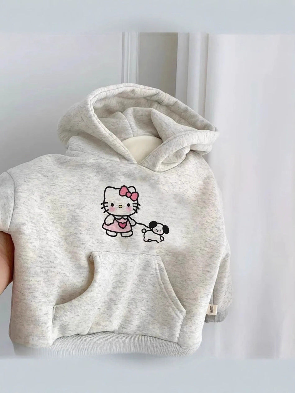 Girls Fleece Hooded Sweatshirt Thick Cotton Blend Winter Top