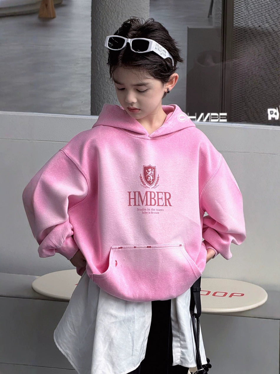 Kids Pure Cotton Korean Hooded Sweatshirt Long Sleeve Top