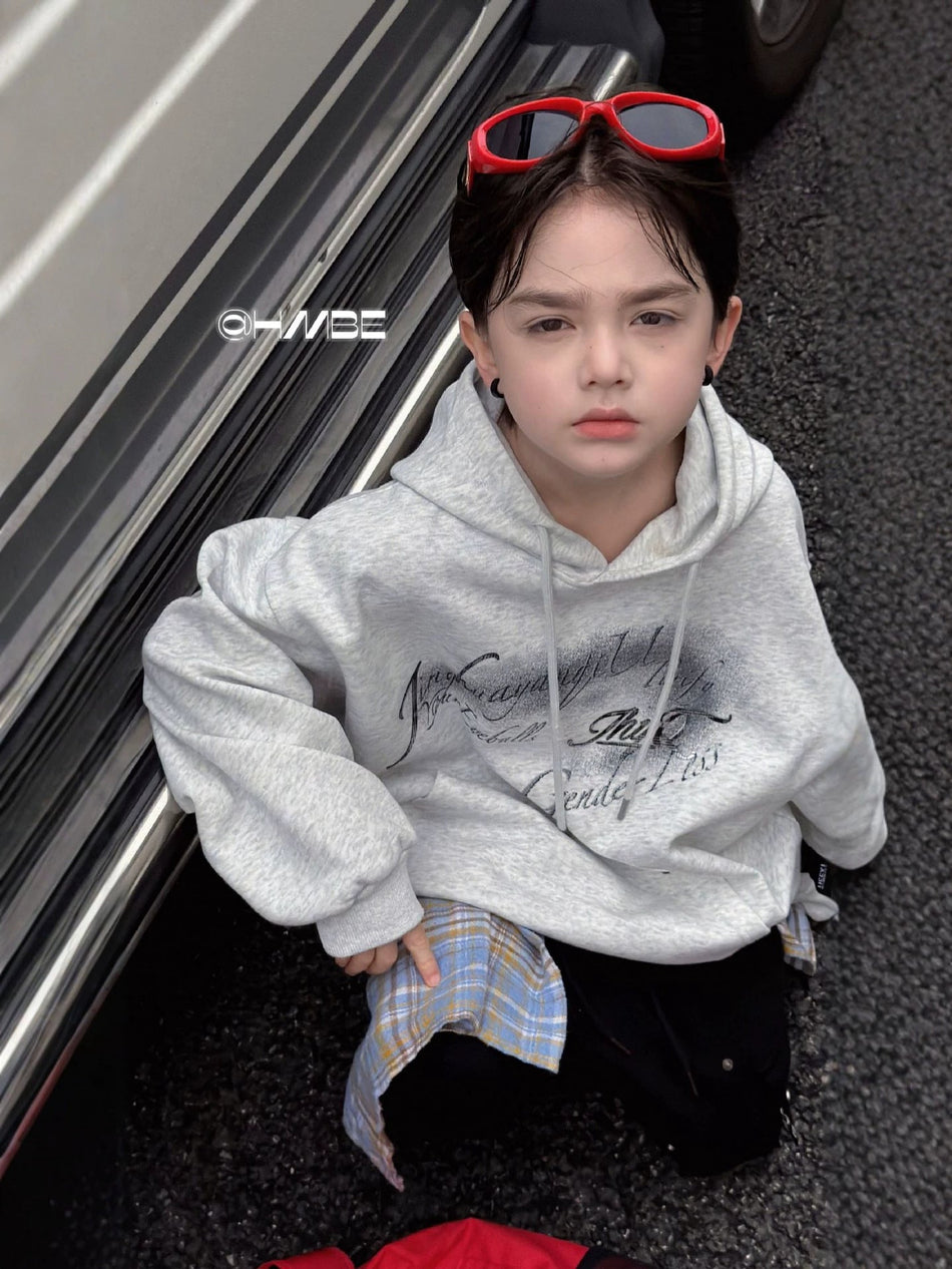 Letter Print Hooded Sweatshirt in Soft Cotton