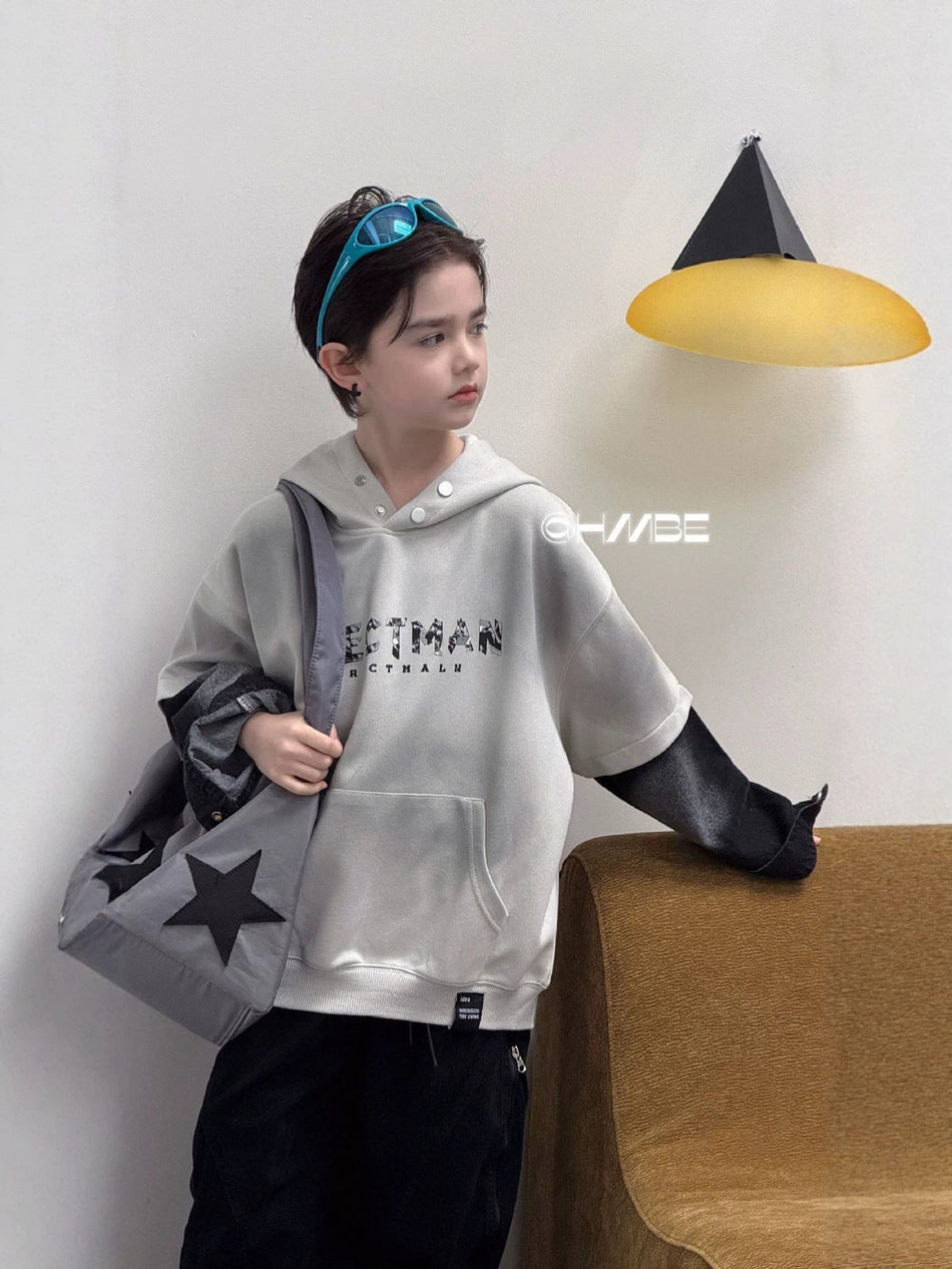 Boys Cotton Letter Print Loose Sweatshirt