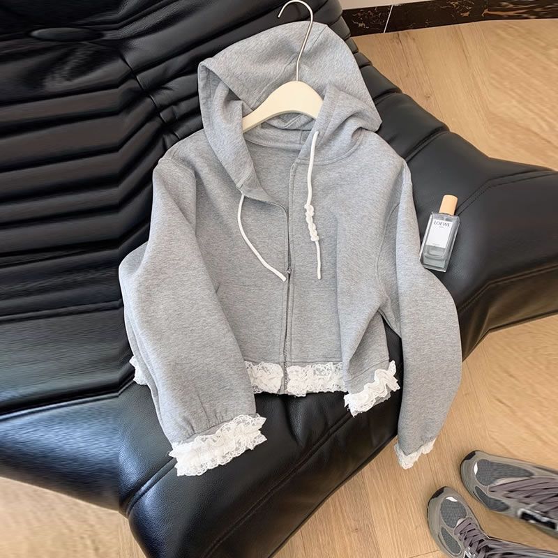 Girls Mid-Length Casual Patchwork Pullover Jacket