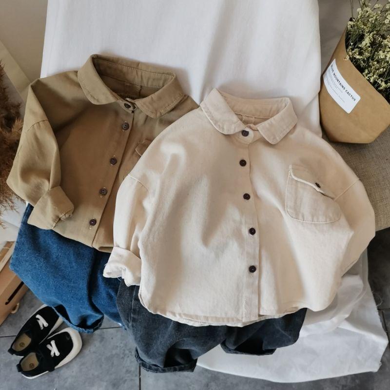 Kids' Cotton Blend Shirt, Long Sleeve Lightweight Top