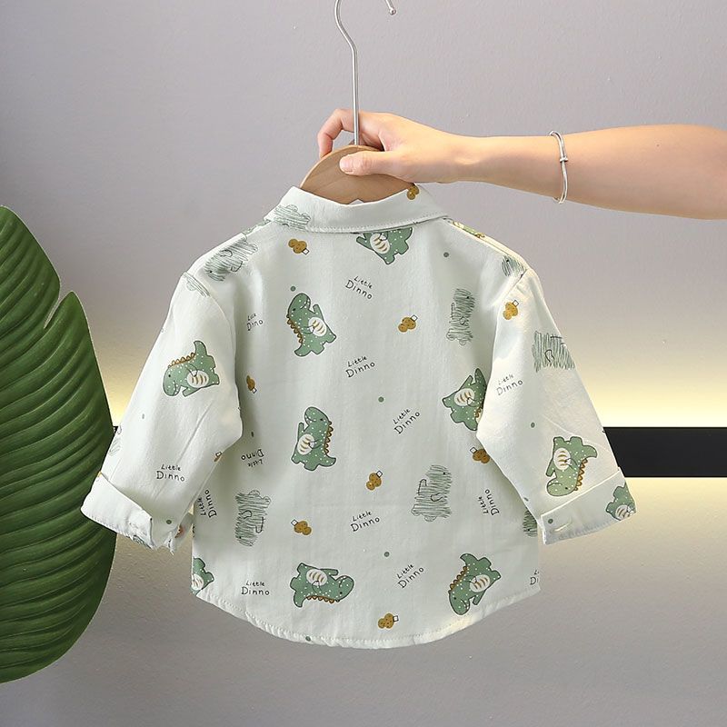 Kids' Cotton Striped Lapel Shirt, Korean Style Long Sleeve Top