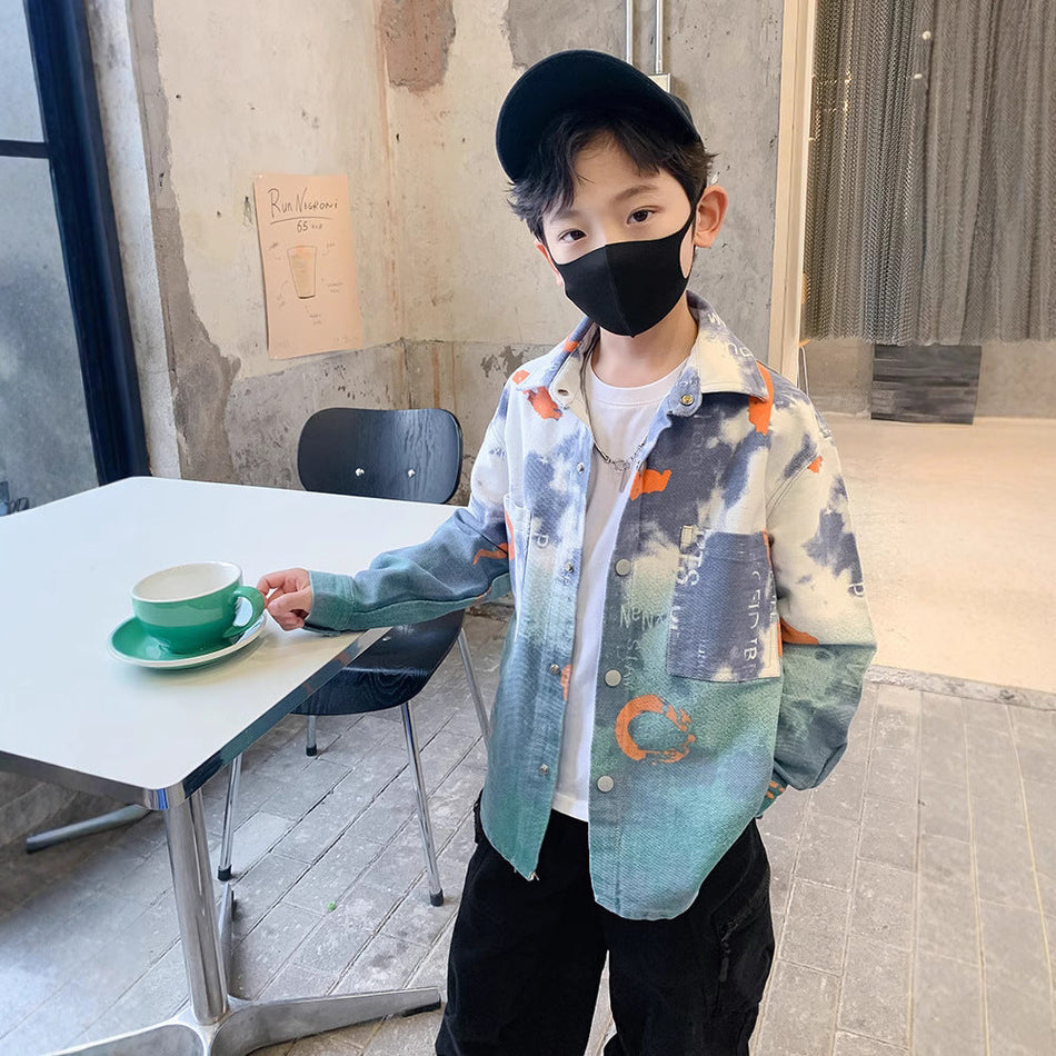 Boys' Cotton Striped Shirt | Korean-Style Long Sleeve Top