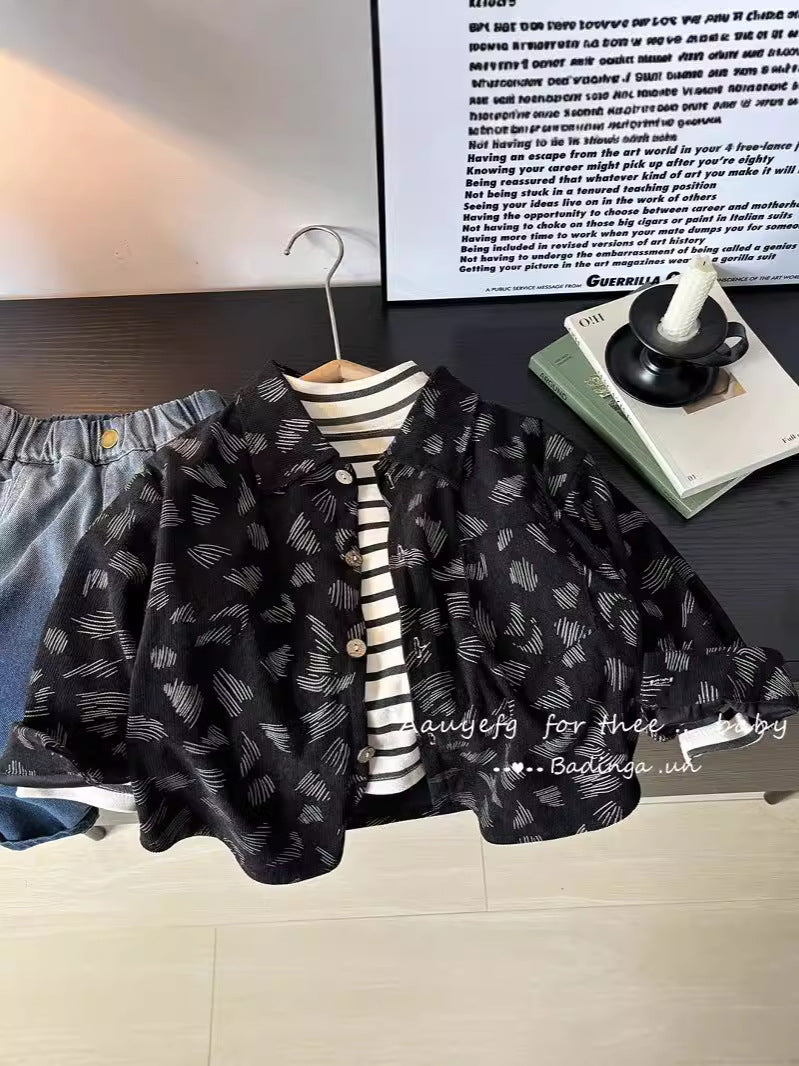 Kids' Striped Shirt Cardigan | Long Sleeve Versatile Layer