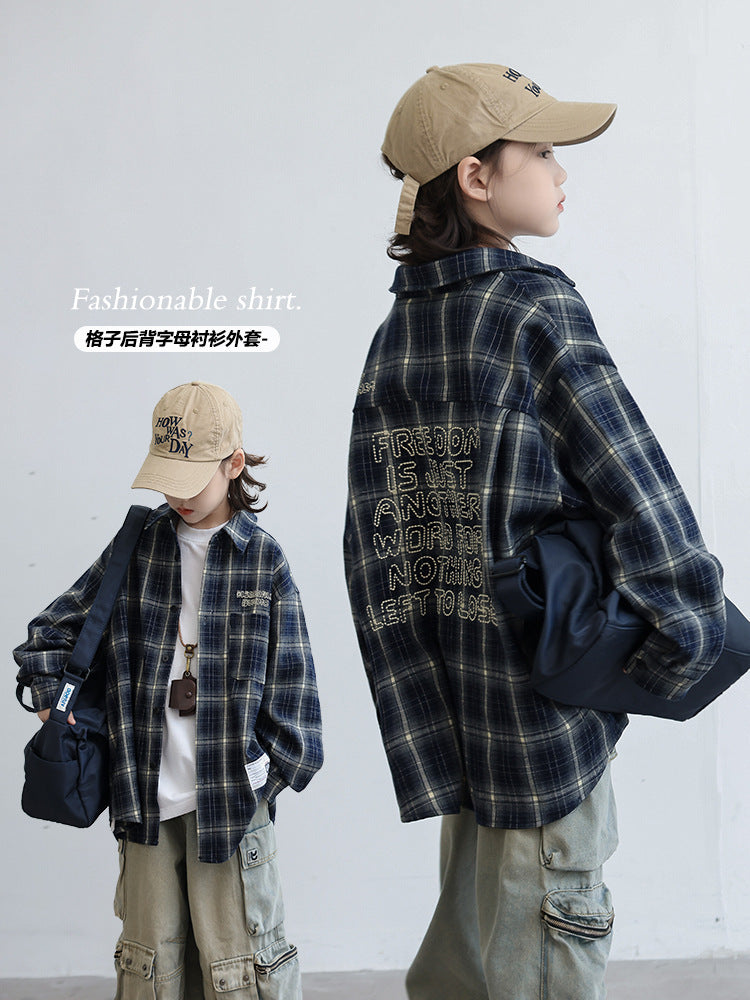 Boys' Plaid Shirt | Korean-Style Long Sleeve Casual Shirt