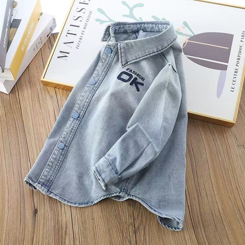 Boys' Denim Shirt Jacket Long Sleeve Casual Spring Autumn Top