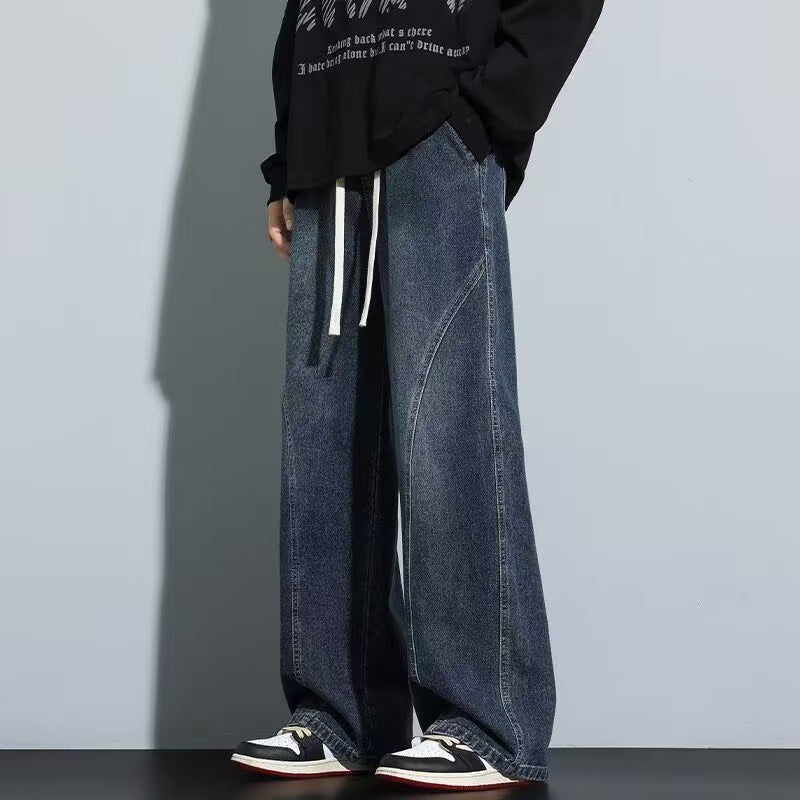 Men's American-Style Retro Loose Straight Wide-Leg Jeans