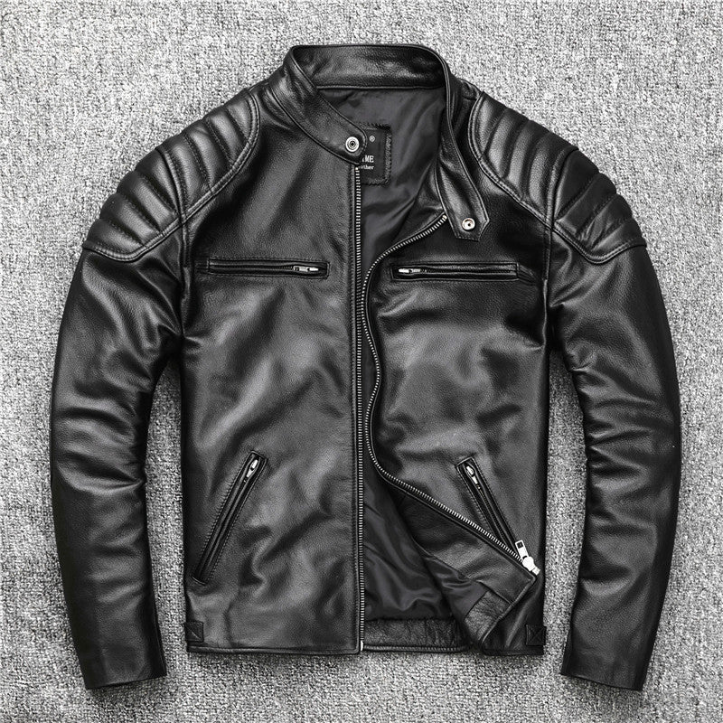 Men's PU Leather Jacket with Stand Collar for Spring