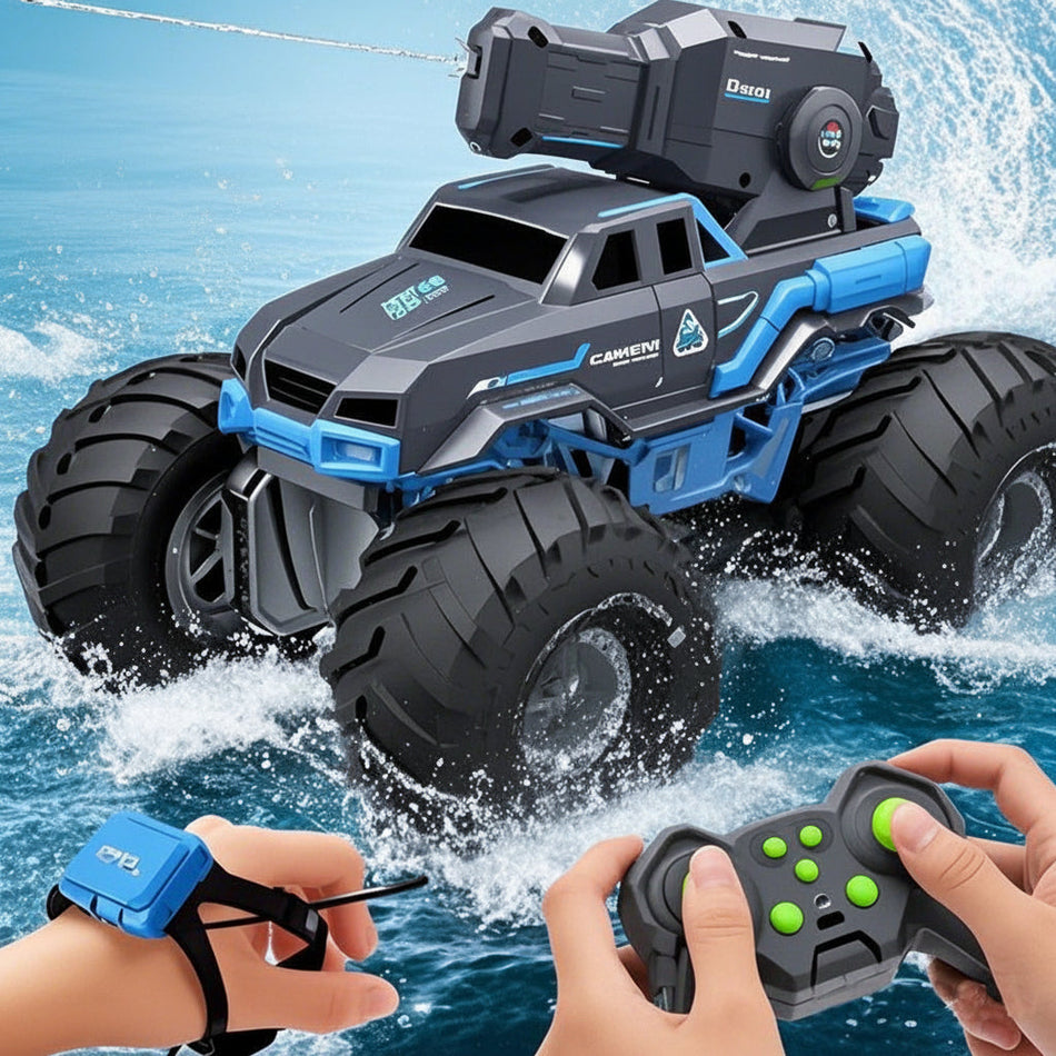 Amphibious Dual-Mode RC Car with Water Spray Function