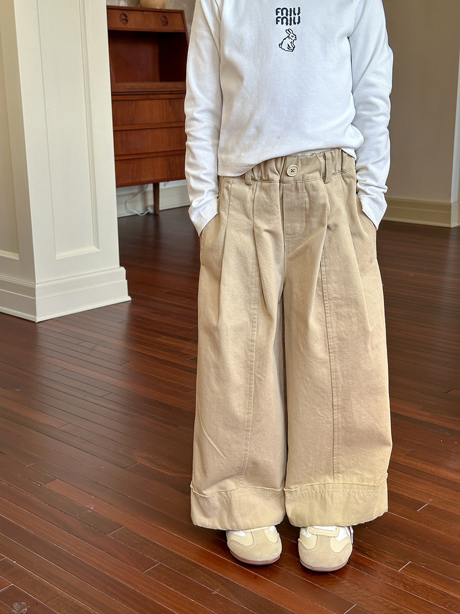 Kids' Straight Fit Color Splicing Casual Cotton Pants