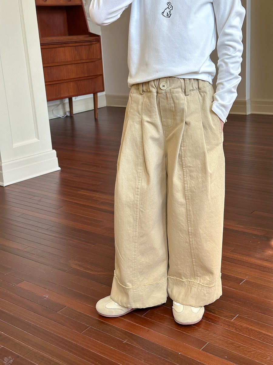Kids' Straight Fit Color Splicing Casual Cotton Pants