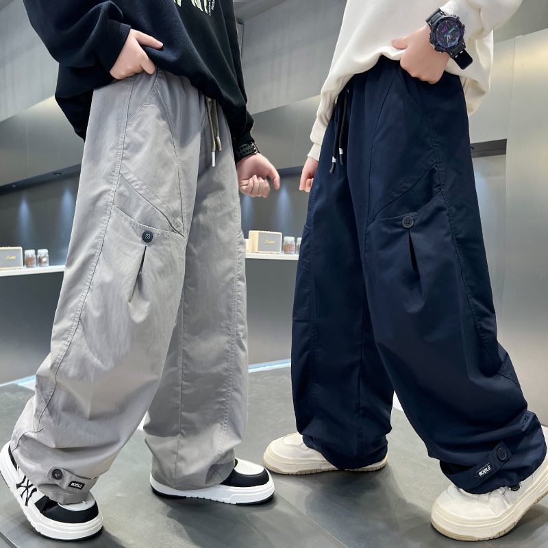 Boys' Loose Straight-Leg Cargo Pants for Autumn Wear