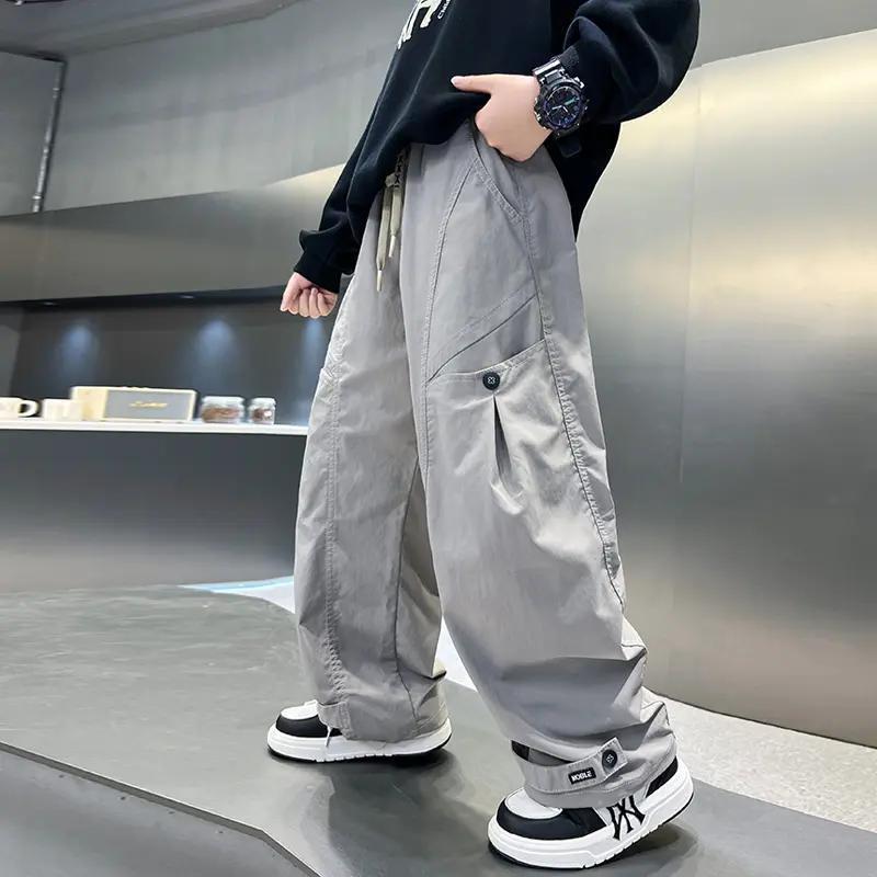 Boys' Loose Straight-Leg Cargo Pants for Autumn Wear
