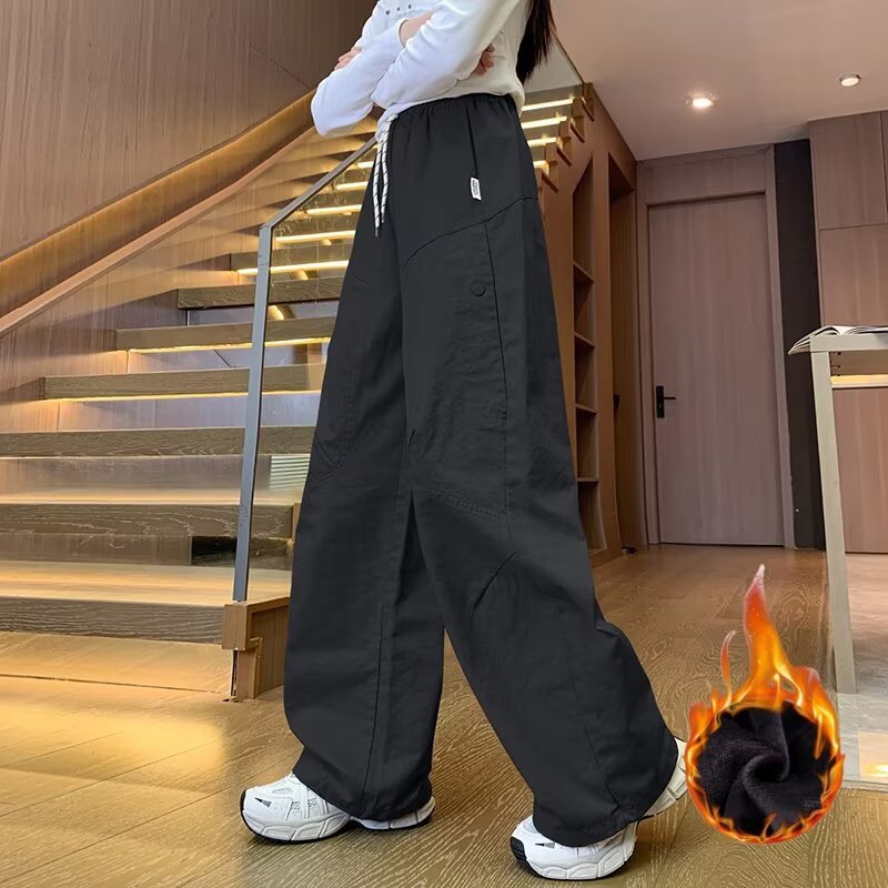 Girls' Korean Style Loose Cargo Pants with Bow Detail