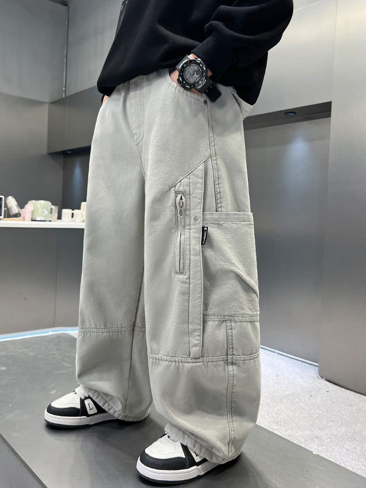 Boys' Trendy Loose Cargo Pants for Spring Casual Wear