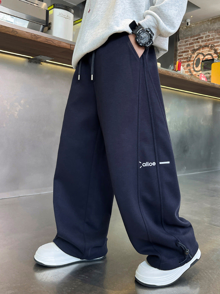 Boys' Loose Straight-Leg Sports Sweatpants for Autumn