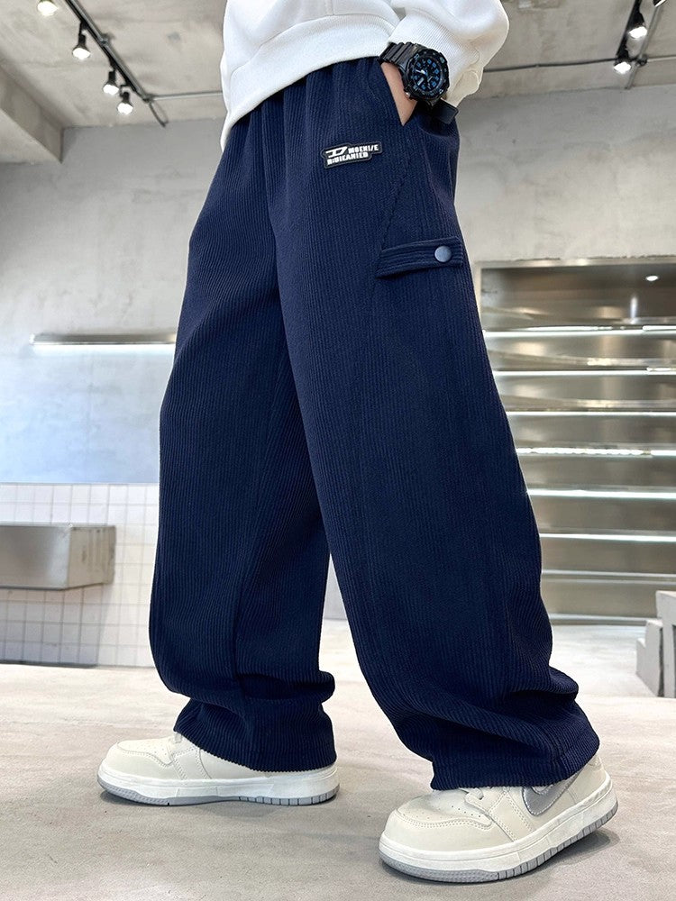 Boys' Corduroy Straight-Leg Casual Pants for Winter