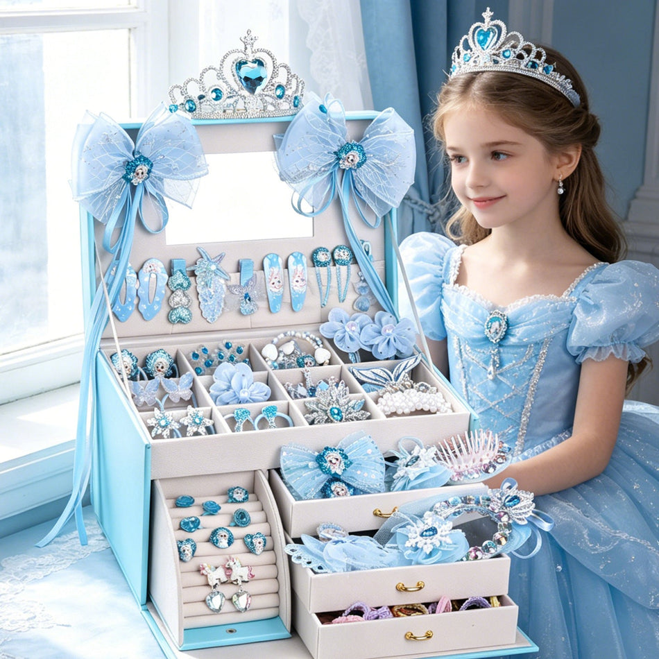 Girls' Princess Themed Jewelry Box Hair Accessories Set