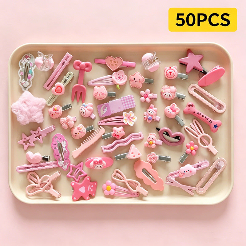 Sweet Pink Hairpin Set with Cute Bangs Clips