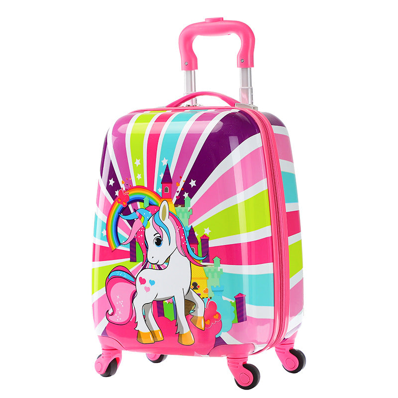 Kids' 18-Inch Cartoon Carry-On Trolley Suitcase